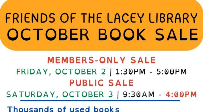 October Book Sale: Oct. 2 & 3